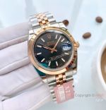 Replica Rolex oyster perpetual Datejust Watch 2-Tone Rose Gold Black Dial